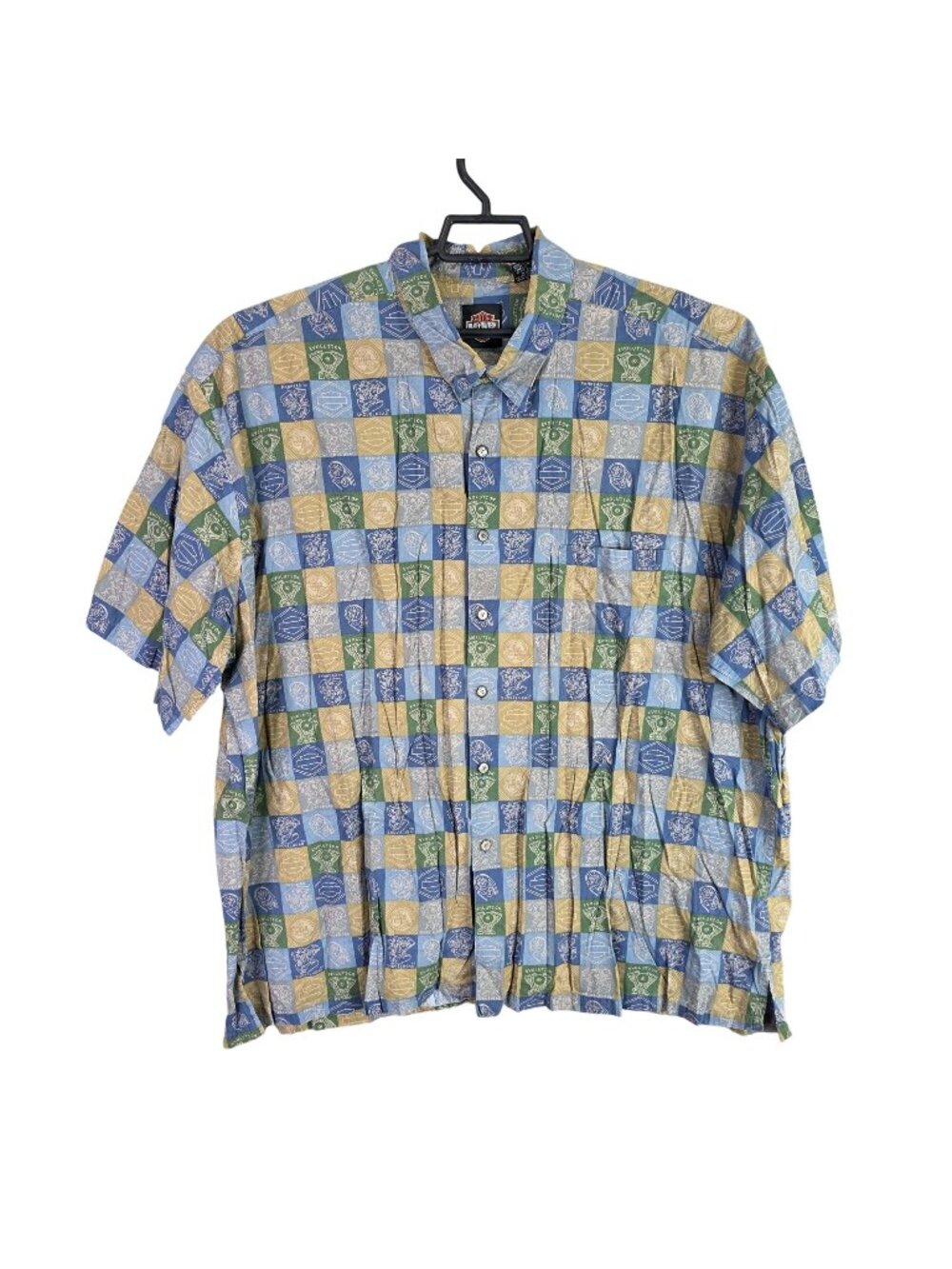 Mens Harley-Davidson Button Up Shirt Multicolor Checkered Print Cotton Rayon 3XL